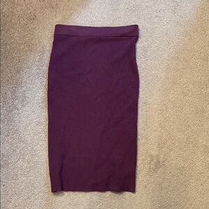 LOFT Ribbed Burgundy Pencil Skirt